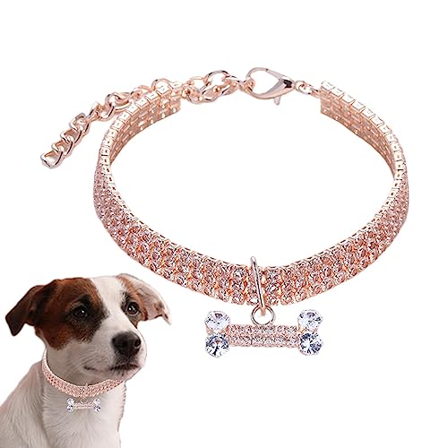 Glitzer Hundehalsband - Verstellbares Haustierhalsband mit glitzerndem Strass-Knochenschmuck | Kleine Haustier-Halskette, Schmuck für kleine Hunde, Mädchen, Hündinnen, kleine Hunde, Welpen von EUBEISAQI