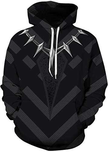 EUDOLAH Herren Slim Fit Kapuzenpullover 3D Druck Hoodie Weihnachten Winter Bunt mit Tasche (L-XL, 2-Black Panther) von EUDOLAH