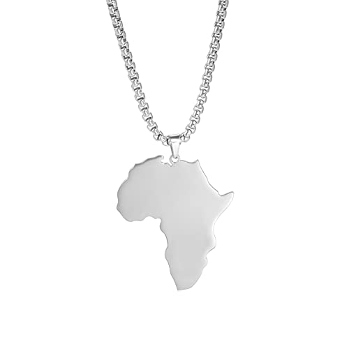Afrika Karte Anhänger Halskette Edelstahl Karte von Afrika Land Anhänger Halskette für Männer Frauen Jungen Mädchen (Gold) von EUEAVAN