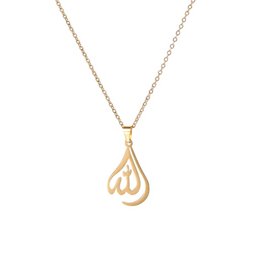 EUEAVAN Allah Anhänger Halskette islamische Symbole arabische Schrift Choker Nahen Osten Halbmond Allah muslimische Geschenke religiöser Schmuck Frauen Männer geschichtet, Edelstahl, Kein Edelstein von EUEAVAN