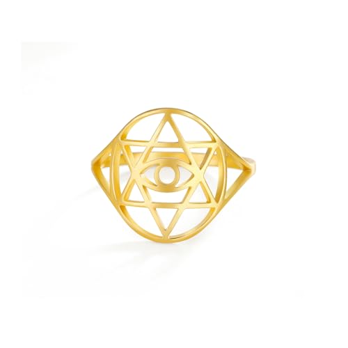 EUEAVAN Davidstern Ring für Frauen Böses Auge Ring Teufelsauge Jüdischer Stern Ring Magen David Wiccan Hexagramm Schutz Religiöses Amulett Schmuck Hanukkah Geschenke für Männer (gold, 10) von EUEAVAN