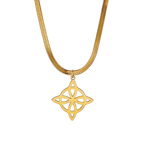 EUEAVAN Hexenknoten-Halskette für Frauen, irischer keltischer Knoten, Anhänger, Triquetra, Dreifaltigkeit, Dreiecksknoten, Wikinger-Schmuck, heidnisches Geschenk, Schlüsselbeinkette für Mädchen, von EUEAVAN