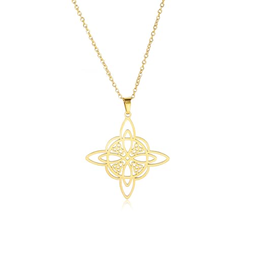 EUEAVAN Hexenknoten Halskette für Frauen Mädchen Irischer Keltischer Knoten Trinity Pentagramm Ankh Kreuz Triquetra Trinity Knoten Wikinger Halskette Amulett Wiccan Schmuck Geschenk (Triquetra gold) von EUEAVAN