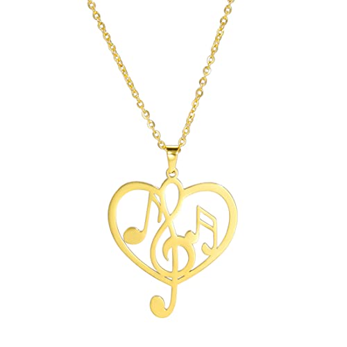 Inspirierende Liebe Musik Note Anhänger Halskette Musik Partitur Zahlen Elemente Choker Herz Musik Liebhaber Gymnastik Tanzmusiker Lehrer Klassen kameraden Schmuck Geschenk (Gold) von EUEAVAN