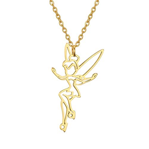 EUEAVAN Prinzessin Wendy Tinkerbell Anhänger Halskette Fee Pixie Engel Trendy Exquisite Magische Tänzer Ballett Choker Schmuck Märchen Zitat Mädchen Frauen Teens von EUEAVAN