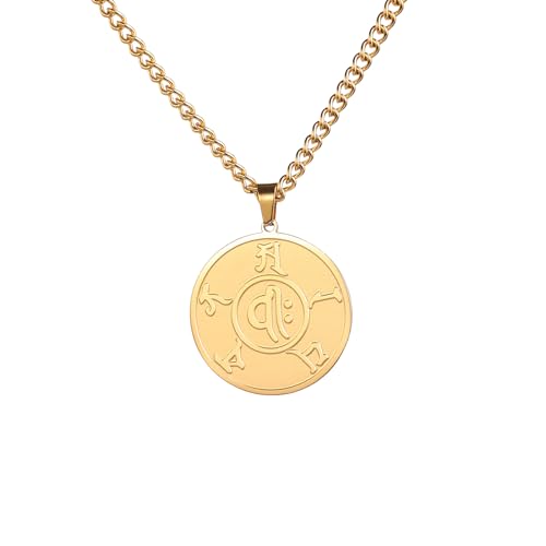 EUEAVAN Tibetisch buddhistisches Mantra Om Mani Padme Hum Gebetskette Om Gebetsanhänger Weissagung Gebetsrad Schutzpatron Amulett Yoga Meditation Religiöser Schmuck Frauen Männer (gold) von EUEAVAN