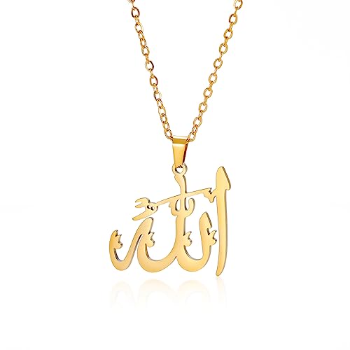 EUEAVAN slamische Allah Allah Halskette Allah Anhänger Islamisches Wort Symbol Mittlerer Osten Halbmond Allah Muslim Religion Schmuck Geschenk Frau Mädchen (gold) von EUEAVAN