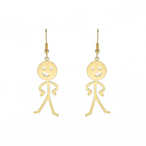 Funny Smiley Mittelfinger Graffiti Dangle Ohrringe Personalisierte Coole Gesten Halskette Punk Kreative Einzigartige Handgemachte Statement Freundschaft Schmuck Frauen Männer (gold 1) von EUEAVAN