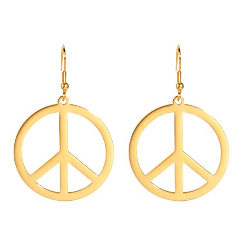 Peace Sign Symbol Ohrringe Geometrische Große Runde Statement Ohrringe Hippie Studs Schmuck Accessoires Mädchen Frauen (gold) von EUEAVAN