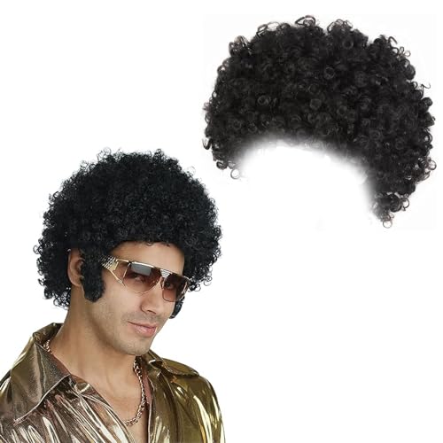 Afro Perücke Lockenkopf Wig Black Afroperücke Lockenperücke Fasching Karneval für Party Karneval und als Kostüm von EULAPGOE