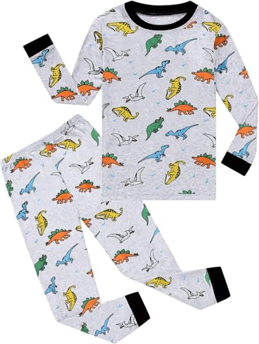 EULLA Kinder Jungen Schlafanzug Langarm Baumwolle Winter Pyjama Set Dinosaurier Zweiteiliger Nachtwäsche 3 Jahre alt Größe 98 H-Grau Dinosaurier DE 98 EULLA Kinder Jungen Schlafanzug Langarm Baumwolle Winter Pyjama Set Dinosaurier Zweiteiliger Nachtwäsche 3 Jahre alt Größe 98 H-Grau Dinosaurier DE 98 von EULLA