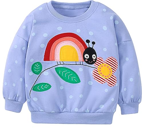 EULLA Kinder Mädchen Sweatshirt Pullover Activewear Langarm Baumwolle Marienkäfer Herbst Winter Oberteile 5 Jahre alt 8# Blau Marienkäfer DE 110 von EULLA