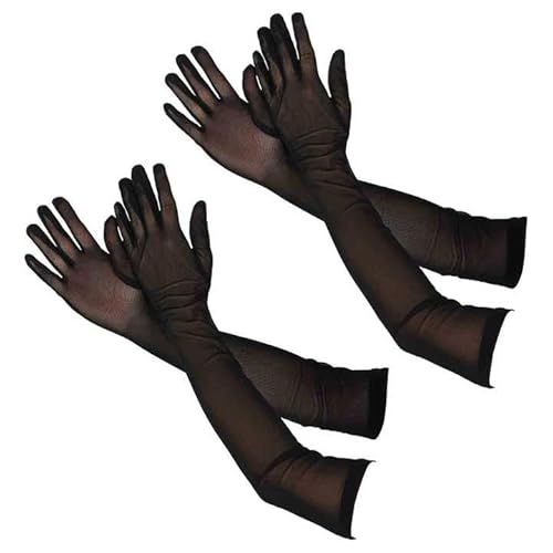 EUPSIIU 2 Paar 67cm Lange Damenhandschuhe,Damen Lange Handschuhe Schwarze Satin Handschuhe 1920er Jahre Retro Opernparty,Handschuhe Damen Mädchen Hochzeit Abschlussball Kostüm Zubehör (Schwarz) von EUPSIIU