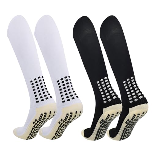 EUPSIIU 2 Pairs Fußballsocken für Herren Damen Sportsocken Fussball Grip Socken Rutschfeste Sportsocken Verdicken Baumwolle Athletic Socken für Fussball Basketball Sport Laufsocken (Baumwolle, XL) von EUPSIIU