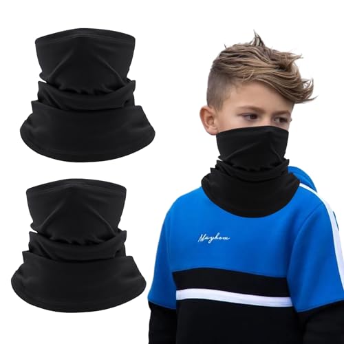 EUPSIIU 2 Stück Kinder Winter Loop Schal, Halswärmer Halstuch Winddicht Maske Warmer, Kinder Schal Schlauchtuch, Warm Maske für Outdoor Sport Radsport Laufen Ski, Einheitsgröße (Schwarz) von EUPSIIU