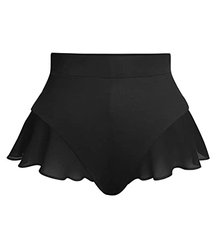 EVELUST Rave Bottoms für Damen - Festival Niedliche High-Waisted Bikini Shorts Transparenter Mesh Volant Tanzrock Club Mini Hotpants(Black, L, 1089w) von EVELUST