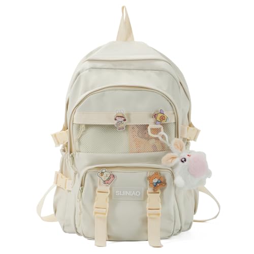 EVEOUT Kinderrucksäcke Mehrere Taschen mit schönen Anhängern und Pins Zubehör Nylon Schultasche Große Kapazität Rucksack Daypacks Multipacks für Teenager Mädchen von EVEOUT