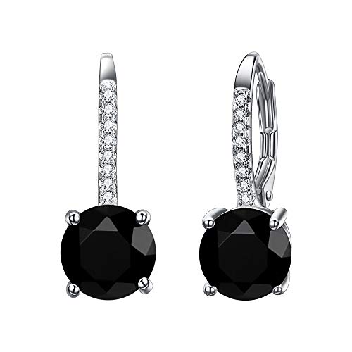 EVER FAITH Damen 925 Sterling Silber Cubic Zirkonia Gorgeous Brisur Dangle Ohrringe Schwarz Silber-Ton von EVER FAITH