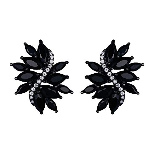 EVER FAITH Damen Marquise CZ Party Täglich Floral Blatt Ohrstecker Schwarz Schwarz-Ton von EVER FAITH