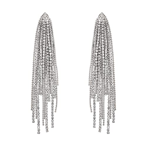 EVER FAITH Glitzernde Strass-Kronleuchter-Ohrringe, Kristall Quaste lange baumeln Ohrringe für Damen Mädchen klar Silber-Ton EVER FAITH Glitzernde Strass-Kronleuchter-Ohrringe, Kristall Quaste lange baumeln Ohrringe für Damen Mädchen klar Silber-Ton von EVER FAITH