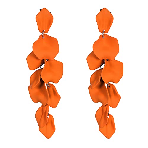 EVER FAITH Lange Blütenblatt Ohrringe für Damen Mädchen, Acryl Orange Blume Blütenblatt Statement Dangle Ohrringe Sommer Urlaub Schmuck von EVER FAITH