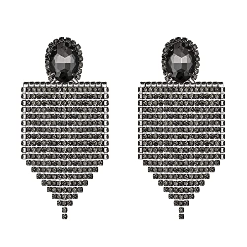 EVER FAITH Quaste Ohrringe Strass Kristall Kostüm großes Lätzchen Tropfen Kronleuchter lange Ohrstecker für Damen Mädchen Schwarz EVER FAITH Quaste Ohrringe Strass Kristall Kostüm großes Lätzchen Tropfen Kronleuchter lange Ohrstecker für Damen Mädchen Schwarz von EVER FAITH