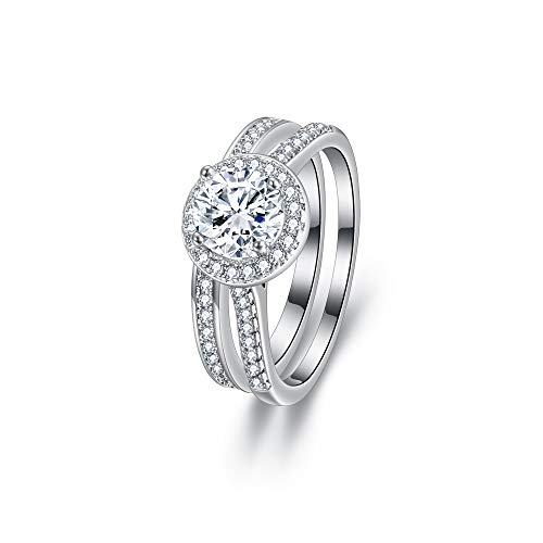 EVER FAITH Sparkly Rund Zirkonia Ehering Wunderschöne Ewigkeit Verlobung Braut Ring Set für Damen Weiß Größe 9 von EVER FAITH