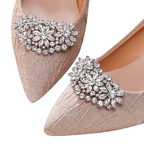 EVER FAITH Sparkly Strass Blume Schuh Clips Hochzeit Party Floral Kristall Dekorative Schuh Clips für Pumps Flats von EVER FAITH