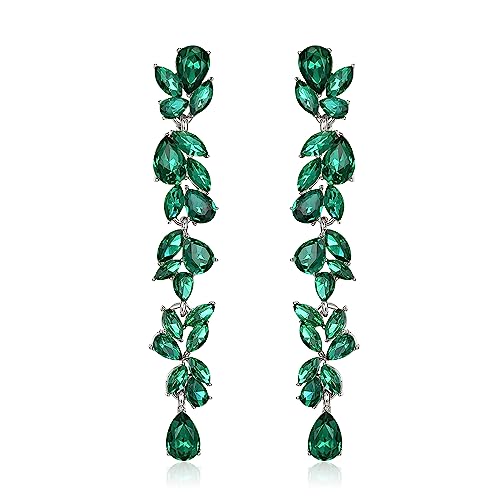 EVER FAITH Strass Kristall Kronleuchter baumeln Ohrringe Art Deco Marquise Teardrop lange Tropfen Ohrhänger für Damen Braut Hochzeit Prom Grün Silber-Ton EVER FAITH Strass Kristall Kronleuchter baumeln Ohrringe Art Deco Marquise Teardrop lange Tropfen Ohrhänger für Damen Braut Hochzeit Prom Grün Silber-Ton von EVER FAITH