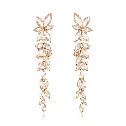EVER FAITH Strass Marquise Kristall Ohrringe elegante Kronleuchter Blume hängen Ohrstecker für Damen Party Hochzeit Prom Champagner Gold-Ton EVER FAITH Strass Marquise Kristall Ohrringe elegante Kronleuchter Blume hängen Ohrstecker für Damen Party Hochzeit Prom Champagner Gold-Ton von EVER FAITH