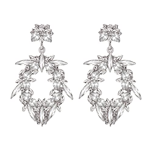 EVER FAITH Tropfen Ohrringe Hochzeit Marquise aus Kreis Kristall Statement Kronleuchter für Damen Klar Silber-Ton EVER FAITH Tropfen Ohrringe Hochzeit Marquise aus Kreis Kristall Statement Kronleuchter für Damen Klar Silber-Ton von EVER FAITH