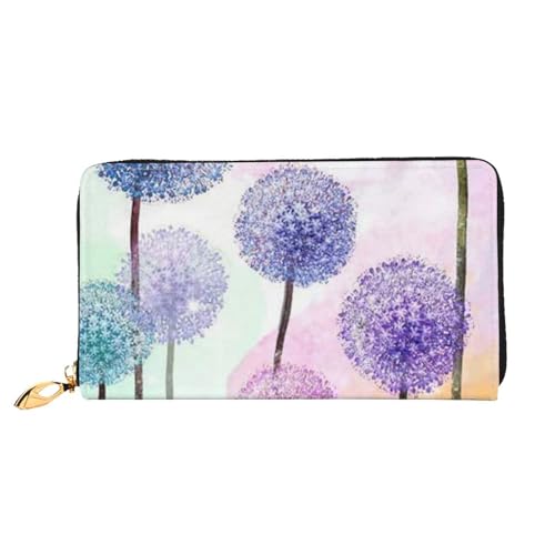 EVIUS Bunte Blumen lila Schmetterling bedruckte Geldbörse Frauen lange Stil Clutch Tasche Outdoor Geldklammer Reise Brieftasche Halter Reißverschluss umherum, einfach zu tragen, modisch und schön, von EVIUS