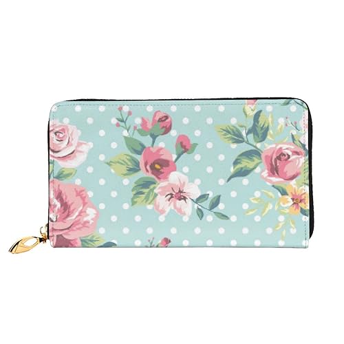 EVIUS Geldbörse mit Blumenmuster und Flamingo, unisex, Kreditkartenetui, personalisierte Reisebrieftasche – stilvolle Geldtasche mit Metall-Reißverschluss, PU-Leder Geldbeutel, lange Clutch-Geldbörse von EVIUS