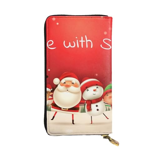 EVIUS Skate with Santa Herren Leder Geldbörsen Lange Stil Clutch Bag Outdoor Geldklammer Reise Brieftasche Halter Reißverschluss umlaufend, kann Bargeld und Kreditkarten aufbewahren, Skate With Santa, von EVIUS