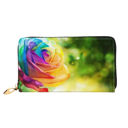 EVIUS Spa Village of Floral Water Bath Salt Candles Printed Wallet Women Long Style Clutch Bag Outdoor Money Clip Travel Wallet Holder Zip Around,Easy to Carry,Fashionable and Beautiful, Rainbow Rose, von EVIUS