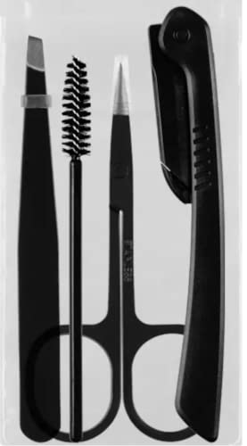5x Augenbrauen 4er Set aus Edelstahl schwarz inkl. Rasierer Schere Pinzette und Pinsel für Frauen und Männer (5x Set) von EWANTO