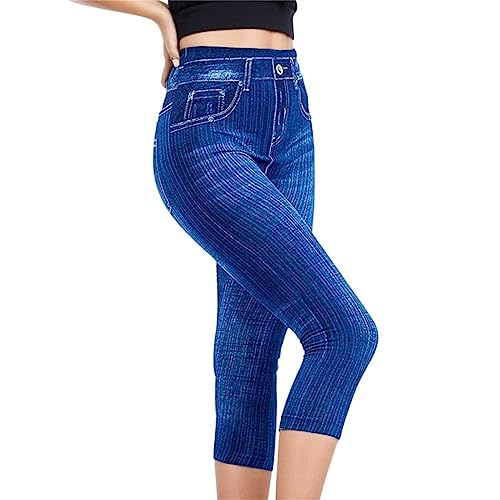 EWFAS Jeggings Damen - Fusion aus Capri Jeans Damen Stretch und Denim Leggings Damen - Bequeme Knielange Hosen Damen 3/4 Leggings Capri Leggins von EWFAS