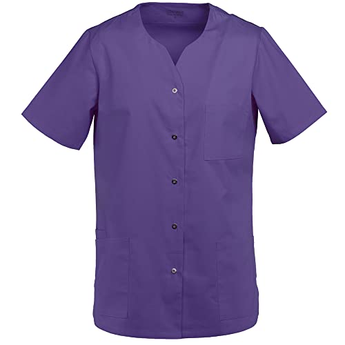 EXNER Damen-Kasack, halbarm, mit Knopfleiste, Farbe Purple, Größe XL von EXNER