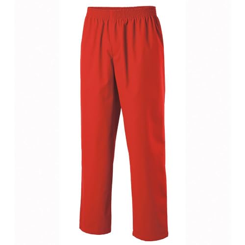 EXNER Medizinische OP-Schlupfhose, Pflege-Hose, Arbeitshose, Unisex für Herren und Damen in Medizin, Krankenpflege, Altenpflege, SPA, Wellnes, Kosmetik, Farbe rot, Größe 4XL von EXNER