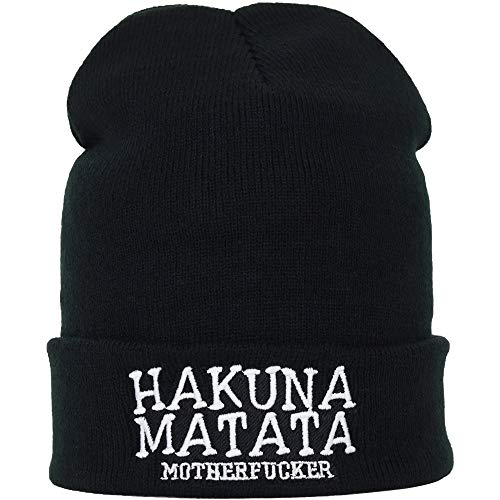 EXPRESS-STICKEREI Strickmütze Hakuna Matata MOTHERFU*** Streetwear Wintermütze/Wollmütze/Haube Männer/Frauen/Teenager Unisex Seemannsmütze/Rollmütze/Arbeitsmütze Long Beanie Cap OneSize von EXPRESS-STICKEREI