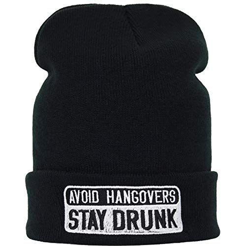 EXPRESS-STICKEREI Strickmütze Avoid Hangovers - Stay Drunken Wintermütze/Wollmütze Männer Frauen Unisex Teenager Streetwear lustiges Geschenk für Männer Beanie Cap OneSize von EXPRESS-STICKEREI