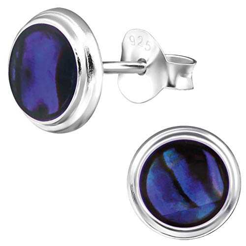 EYS JEWELRY Abalone Ohrstecker Silber 925 für Damen - Paua Muschel Ohrringe Stecker - 8 mm lila von EYS JEWELRY