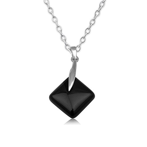 EYS JEWELRY® Damen-Halskette 40 cm Eckig 28 x 19 mm Onyx 925 Sterling Silber schwarz im Etui Damenkette Anhänger von EYS JEWELRY