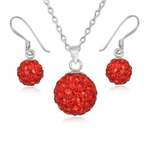 EYS JEWELRY® Damen-Schmuckset 40 cm Kugel Ball Perle 15 x 10 mm Preciosa Elements Glitzer Kristalle 925 Sterling Silber hyacinth-orange im Etui Damenschmuckset Halskette von EYS JEWELRY