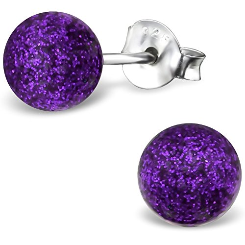 EYS JEWELRY Ohrstecker Damen 925 Sterling Silber Perlen Kunstperlen violett-lila Damen-Ohrringe von EYS JEWELRY