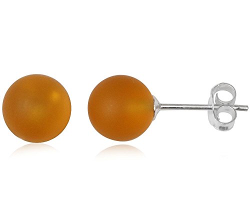 EYS JEWELRY Ohrstecker Damen Perlen 925 Sterling Silber Glas sonnen-orange Damen-Ohrringe von EYS JEWELRY