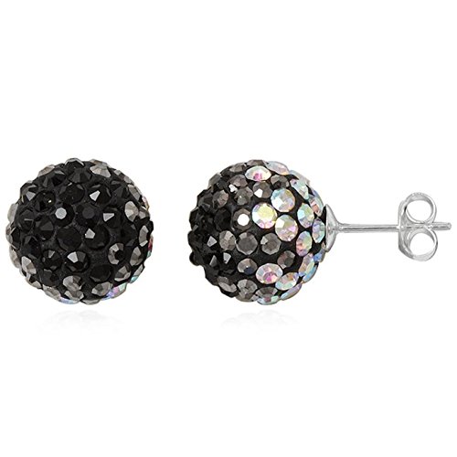 EYS JEWELRY Ohrstecker Damen Perlen 925 Sterling Silber Preciosa Elements Glitzer Kristalle AB schwarz Damen-Ohrringe von EYS JEWELRY