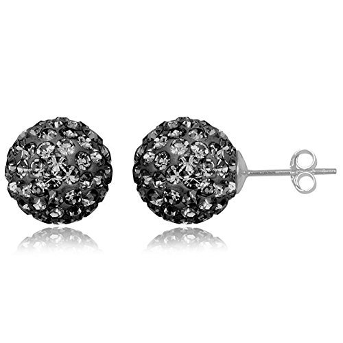 EYS JEWELRY Ohrstecker Damen Perlen 925 Sterling Silber Preciosa Elements Glitzer Kristalle diamant-schwarz Damen-Ohrringe von EYS JEWELRY