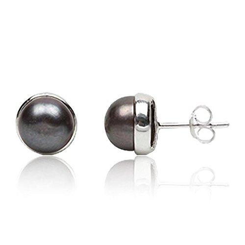 EYS JEWELRY Ohrstecker Damen Perlen 925 Sterling Silber Süßwasser-Zuchtperlen schwarz Damen-Ohrringe von EYS JEWELRY