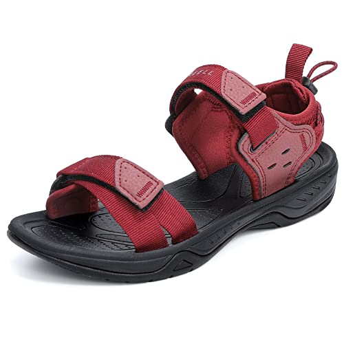 EZEREELL Herren Damen Sandalen Sommer. Frauen Flach bequem Wandernsandalen outdoorsandalen trekkingsandalen Klettverschluss wasserfest Trekking Sport Wasse outdoor wandern barfuß Rote 36 von EZEREELL